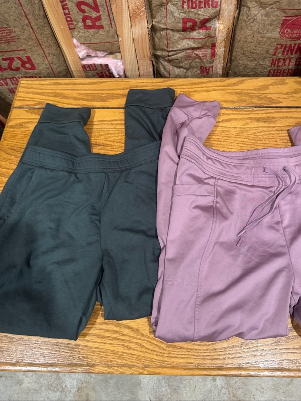 Eddie Bauer Girls' Active Leggings in Dark Green and Dusty Mauve